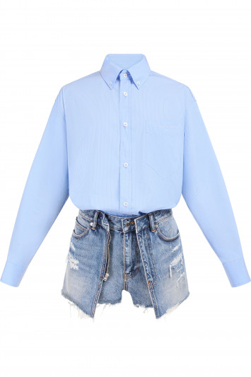 princess polly baby blue dress Alexander Wang Wrap Mini Blue White Shirt Dress Striped Size 0