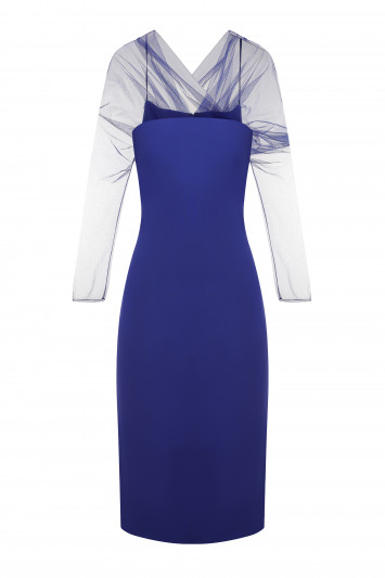 sleeveless dress blue Linen Blend Sleeveless Light Blue Midi Dress main image 0